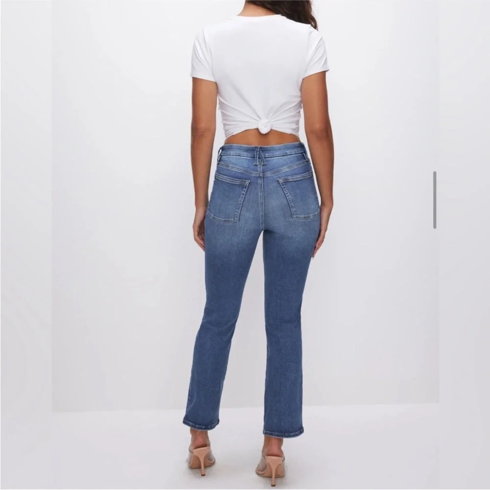 Good American Indigo 490 Pullon Straight Leg Stretch Jeans - Picture 1 of 14